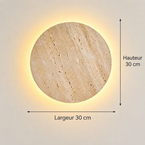 Applique murale en travertin jaune wabi-sabi rétroéclairage 30 cm LED lumière chaude 20 30cm 36 × 36 × 12 cm 2 g – Livraison gratuite