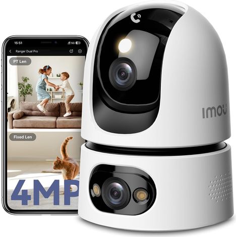 Imou 4K(4MP+4MP) Caméra Surveillance WiFi Intérieur Double Objectif, WiFi 2,4G/5GHz, Vision Nocturne Couleur, Détection de Personnes/Animaux, Suivi Intelligent, Compatible Alexa pour Bébé/Chien/Maison (1/5)