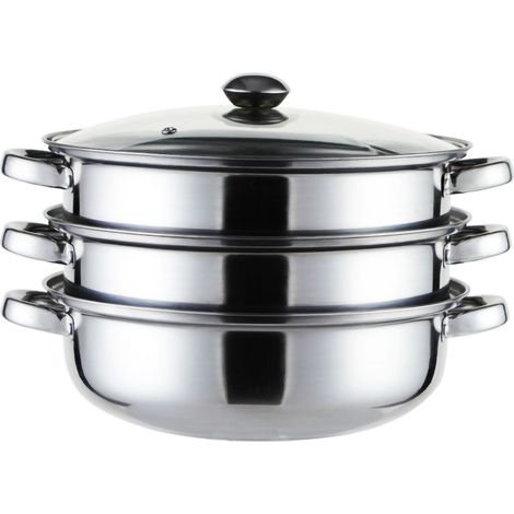 Energieeffizienter Edelstahl-Kochtopf, ergonomisches 3-Lagen-Design mit Griffen, ideal zum Kochen (1/2)
