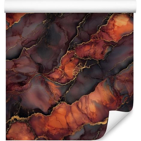 Papier peint encre bordeaux, rouge et orange 50x1000 cm (1/5)