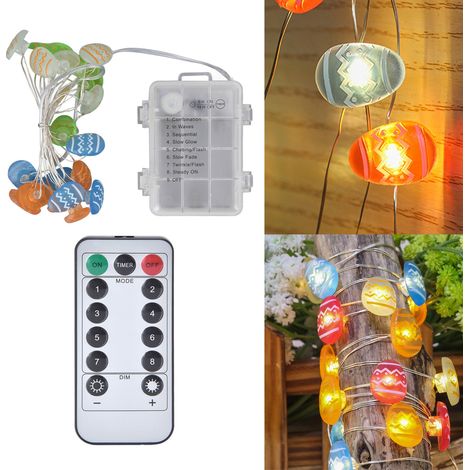 Lichterkette in Form eines Ostereis, dekorative LED-Lichterkette für Ostern, Lichterkette für Frühlingsfeste, Lichterkette für drinnen und draußen für Familienfeiern, 3 m, 40 Lumen (1/5)