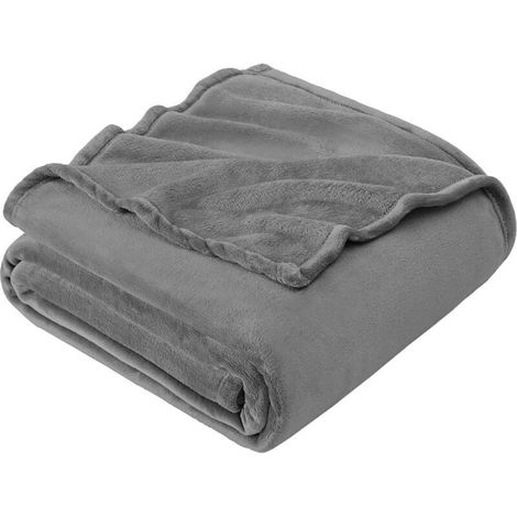 Wool blanket for sofa - warm and soft - suitable for sofas, beds and armchairs, all seasons - single bed size - 130 x 160 cm - gray (1/4)
