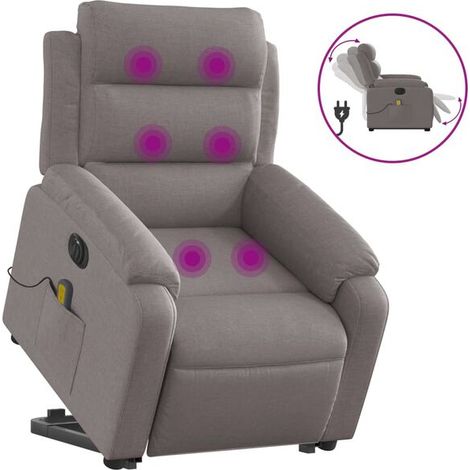 Fauteuil de massage électrique inclinable en tissu brun grisâtre (1/5)