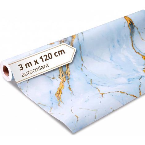 Dalsys revêtement mural autocollant rouleau de 3m x 120cm Bleu glacier PVC (1/5)