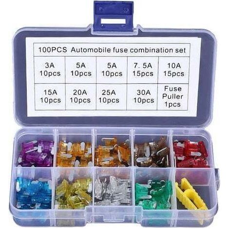100 PCS 32V Low Profile Car Mechanical Fuses for Vehicle Auto Motorcycle Boat Truck, Car Blade Fuse Assortment Small, 3A -30A (1/3)
