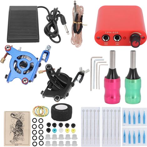 Kit de Tatouage Professionnel avec Machine à Bobine 10 Shader et 8 Liner, Alimentation 90‑265V pour Artistes et Débutants (1/5)