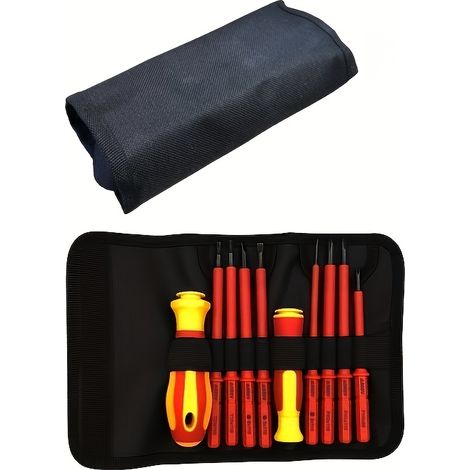 Jeu de tournevis rouges à tête plate et cruciforme, idéal pour les réparations domestiques, les électriciens et la maintenance industrielle