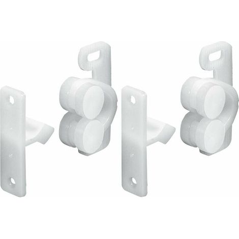 – Lot de 2 loqueteaux bloc porte à rouleau en plastique blanc – Pour camping-car et caravane – Solution pour placards et meubles (1/4)