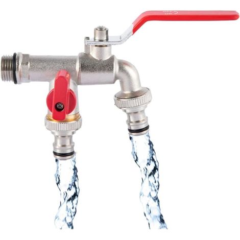 Vtizikl Robinet de jardin double pour extérieur, distributeur de tuyau de sortie 3/4 po, antirouille et antigel pour jardin, machine à laver (1/4)