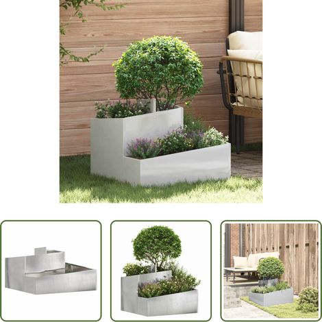 Pot métallique -  Cache-pot de jardin Argent 60 x 60 x 50 cm Acier inoxydable (1/5)