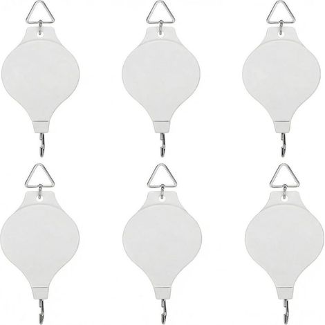 Lot de 6 supports de suspension rétractables à poulie pour plantes - Crochet à hauteur réglable pour suspendre paniers de fleurs, pots et mangeoires à oiseaux (6 pièces - Blanc) (1/5)