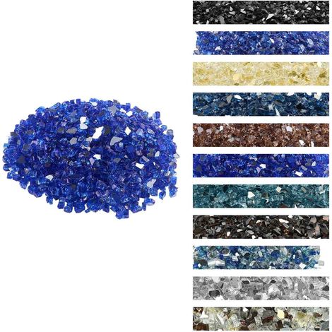 Verre de Feu pour Braséro, 4,5 kg, Pierres en Verre pour Foyer à Gaz, 12,7 mm, Sans Fumée, Réfléchissante, Pierres Décoratives Résistantes pour Cheminée à Gaz, Intérieur, Extérieur, Bleu Cobalt (1/5)