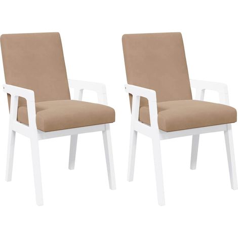 Sillas de comedor con cojines, 2 unidades, blancas, madera maciza, caucho vidaXL