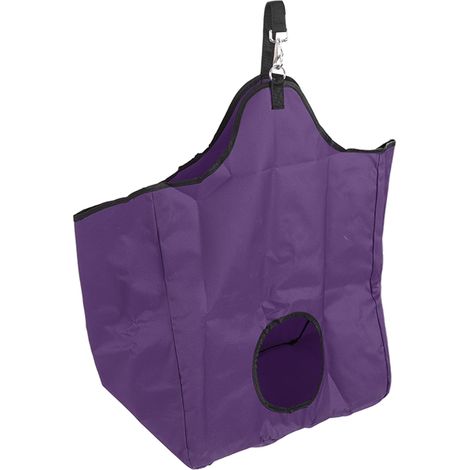 Sac de foin portable pour chevaux en tissu Oxford avec anneaux métalliques, violet - Rangement alimentation extérieur