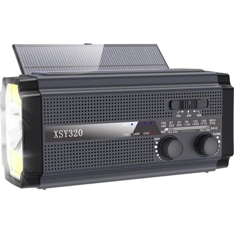 Tragbares, handkurbelbetriebenes Solar-Notfallradio mit AM/FM/NOAA-Empfang, 5 Lademodi und Handy-Ladegerät (1/4)