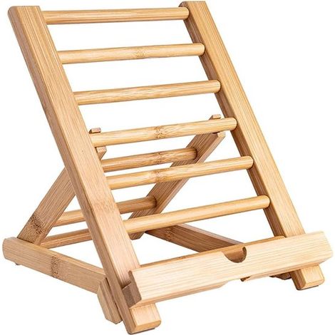 Soporte de bambú para tablet, soporte de madera para teléfono de escritorio, soporte de madera para tablet (1/4)