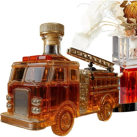 Bouteille de Whiskey 300 millilitres Bouteille en forme de camion-pompier Décanteur à vin Pour le cocktail, la maison, le mariage, l'armoire, vacances, fêtes, et restaurant (1/5)