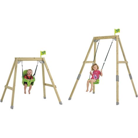 Tp Toys – Portique évolutif balançoire et fauteuil bébé – Bois FSC – Hauteur 200 cm – Kit d'ancrage inclus – Pour enfants de 6 mois à 10 ans