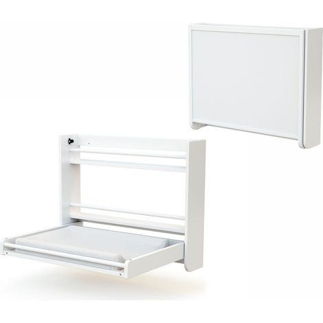 Les Tendances – Table à langer murale rabattable en bois – Dimensions 83 x 19 x 66 cm – Système d'ouverture douce – Pour matelas 75 x 55 cm max (1/4)