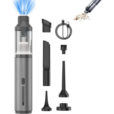 Compact Vacuum & Blower with Enhanced Dual Power,Aspirateur Voiture Puissant,16000PA Aspirateur à Main avec Moteur Brushless Haute Performance,Aspirateur Portable pour Auto (Gris)