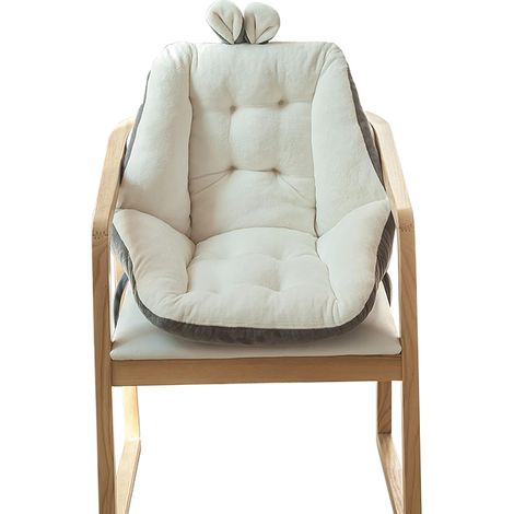 Rocking chair cushion set with ties for lounge chair, dining chair, office chair (beige) (1/5)