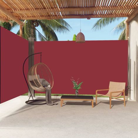 Auvent latéral Store Banne Solaire abri Marquise Brise-soleil rétractable Rouge 220x600 cm LKOWF53511 (1/5)