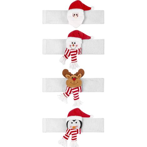 Paquet de 4 boutons de rideau de Noël poupées père Noël, bonhomme de neige, élan et pingouin attaches de rideau de dessin animé créatif pour hôtel restaurant fenêtre de la maison cadeaux de décoration (1/5)