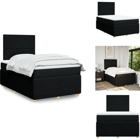 Sommier à lattes de lit avec matelas noir 120x190 cm tissu - Sommier À Lattes De Lit - Sommiers À Lattes De Lit - Lit - Meuble De Chambre À Coucher (1/5)