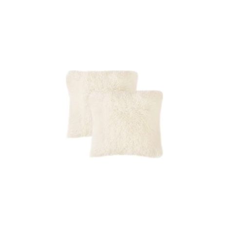 Lot de 2 Housse de Coussin de Canapé Fourrure de Luxe Decoration canapé Maison Chambre Lit Super Doux Peluche Taie d'oreiller Décorative 43X43cm Beige