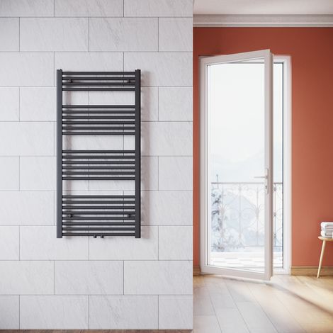 SONNI Termoarredo Scaldasalviette Verticale Radiatore ad Acqua Calda Antracite Connessione Centrale 1200x600mm