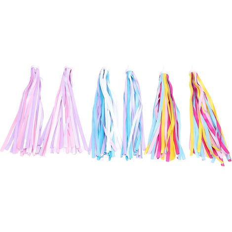 Serpentins de Vélo pour Enfants – 3 Paires de Décorations de Guidon Vibrantes pour Vélos et Scooters, Rubans en Polyester Pet de 23 Cm, 32 Brins par côté, Prise Universelle de 6 Mm – Blanc (1/4)