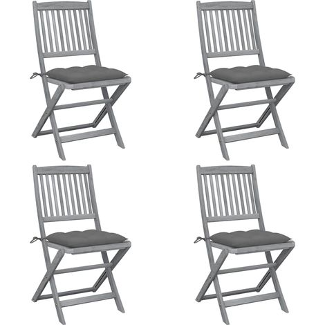 Lot de 4 Chaises de jardin pliables - Chaise d'extérieur pour terrasse/jardin avec coussins Bois d'acacia BV325983 - BonneVie (1/5)