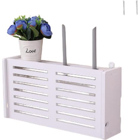 Boîte de rangement pour routeur de câbles avec support mural, étagère en mousse PVC sans perçage, organisateur de câbles dissipant la chaleur pour la maison et le bureau (1) (1/5)