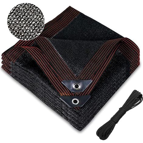 YMYNY Filet d'ombrage, paravent pour serre avec perforations, filet de protection UV pour pergola, clôture d'intimité noire, filet d'ombrage avec perforations 3x3m (1/5)