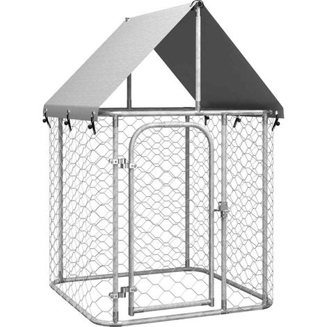 Jaula para perrera exterior con techo para animales 100 x 100 x 150 cm Plata 020041904