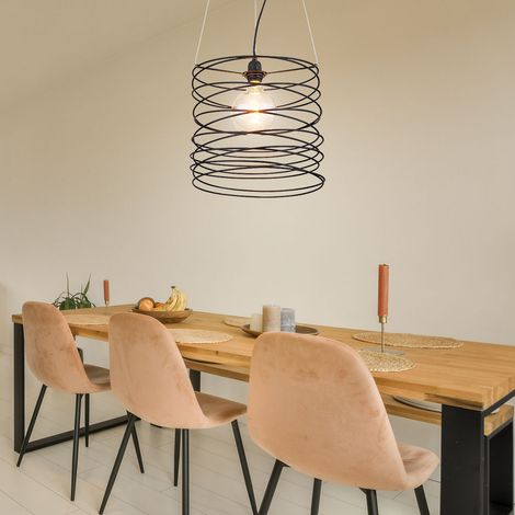 Hängelampe Hängeleuchte Pendelleuchte Esszimmerlampe Esstischlampe, Metall spiralförmig schwarz, 1x E27 Fassung, DxH 35x128cm