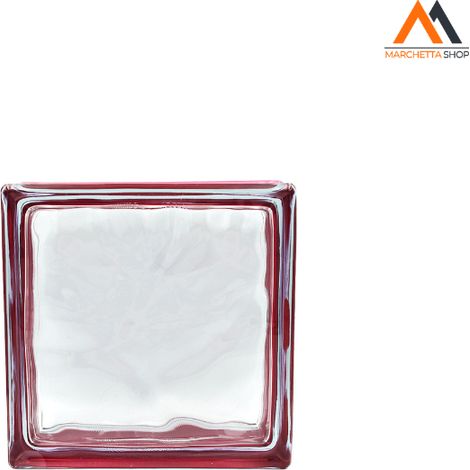 MATTONE IN VETROCAMERA ONDULATO cm 19 x 19 x 8 - rosso