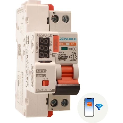MCB Interruttore Magnetotermico WIFI Con Riarmo Automatico, Curva B 1P+N 2M 6000A AC 230V PN8H, Disponibile 6A 10A 16A 20A 25A 32A (B6A) (1/3)