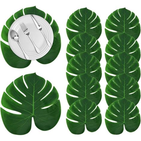 Lot de 12 Feuille de Palmier Artificielle, Feuilles de Palmier Deco, Feuille Tropicale Artificielle (1/5)