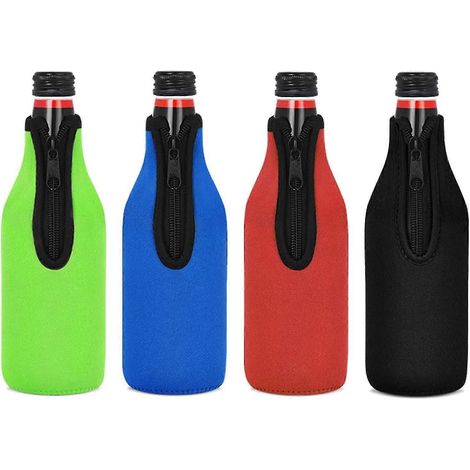 4er-Pack Isolierhüllen für Bierflaschen, hält Getränke kalt, Flaschenhüllen mit Reißverschluss, Kühlhüllen für Bierflaschen (1/4)
