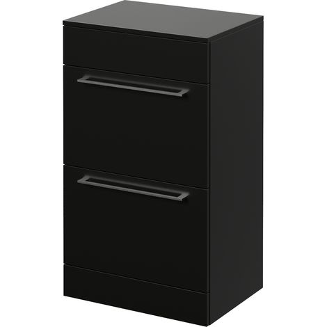 Napoli 390 Matt Black 500mm 2 Drawer Vanity Unit for Countertop Basins - 500mm - Chrome 320mm Handle