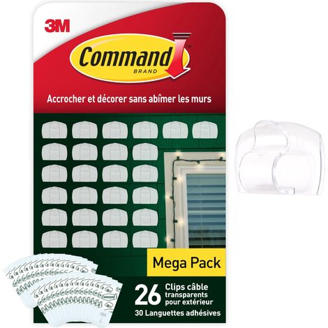 Clips de Décoration pour Extérieur, 26 Mini Crochets Transparents et 30 Bandes Adhésives – Pour Accrocher et Décorer Sans Abîmer (1/5)