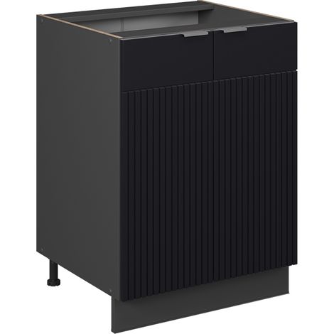 Küchenschränke Fame-Line, Schwarz gestreift, 60 cm ohne Arbeitsplatte, Vicco