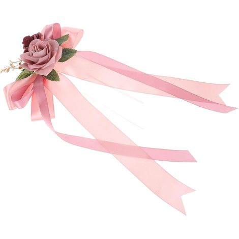 Fleur en Soie pour Voiture Décoration de Voiture de Mariage Élégante en Tissu et Plastique sans Chute Polyvalente pour Rétroviseur de Véhicule Lors de Réceptions de Mariage (1/5)