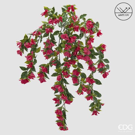 EDG Enzo De Gasperi Bouganvillea Cadente Anti-UV x8 con Foglie H 92 Cm Pianta Artificiale Fuchsia