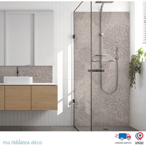 Panneau de douche : Fleurs et matière - Couleur Marron clair - Alu composite - 90 - 245 (1/3)