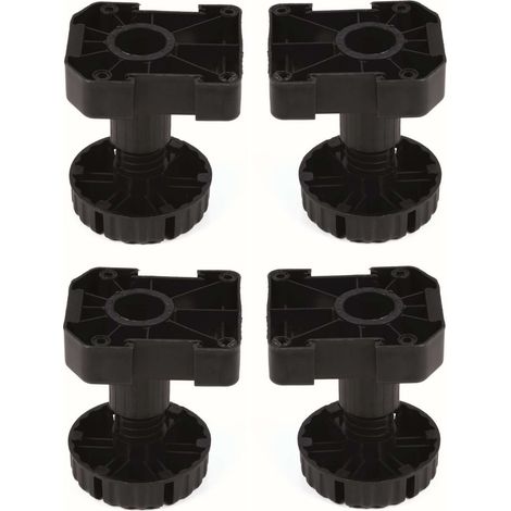 Cyclingcolors – Pied de meuble ajustable 4x – Réglable 100mm – Capacité 150kg – A visser – Vérin pour meuble – Entraxes 64mm