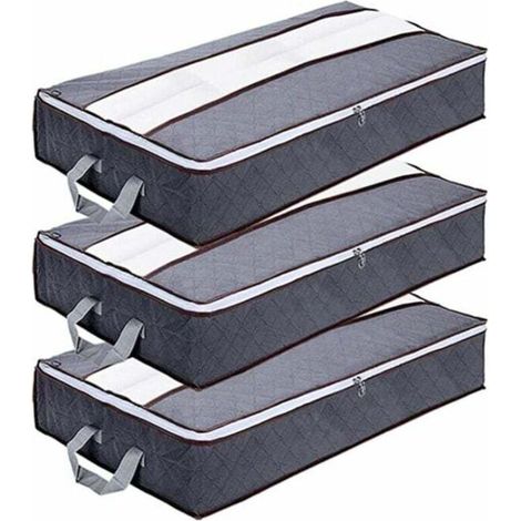 Sac de Rangement sous Lit, Rangement sous Lit Grande Non-Tisse Pliable, Sacs de Rangement pour Couette Édredons Couvertures Oreillers Jouets Vêtements (100x 50 x 18 cm), Gris Lot de 1