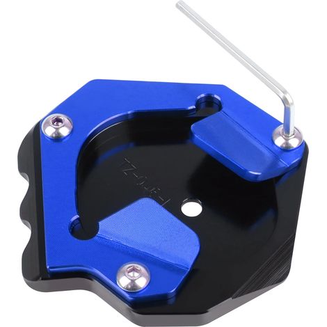 (Bleu - sans logo) Compatible avec Yamaha XT 1200 Z Super Ténéré 1200 XT1200Z XT1200ZE. Béquille latérale CNC, plaque d'extension agrandie, coussinet maxpower (1/3)