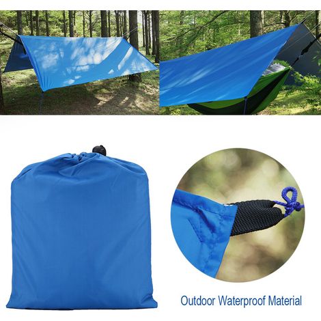 Bâche de protection contre la pluie, portable, légère et imperméable, pour tente ou abri (bleu) (1/3)